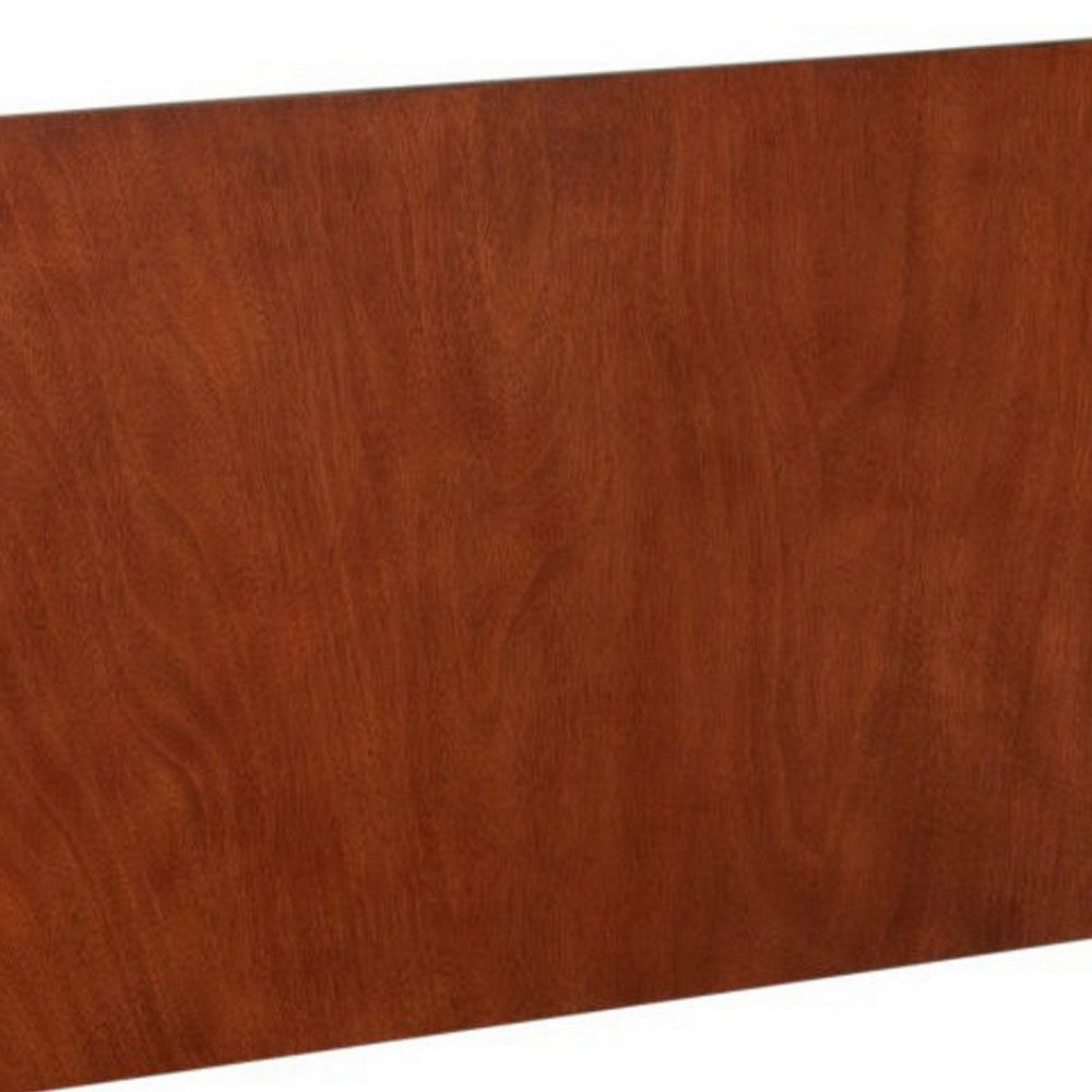 Full Platform Bed with Panel Headboard, Cherry Brown