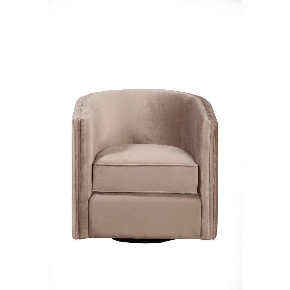 Swivel Chair with Fabric Seat and Curved Back, Light Gray