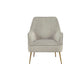 Accent Chair with T Cushioned Seat and Metal Legs, Gray