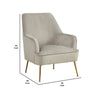Accent Chair with T Cushioned Seat and Metal Legs, Gray