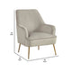 Accent Chair with T Cushioned Seat and Metal Legs, Gray