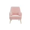 Accent Chair with T Cushioned Seat and Metal Legs, Pink