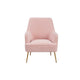 Accent Chair with T Cushioned Seat and Metal Legs, Pink