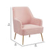 Accent Chair with T Cushioned Seat and Metal Legs, Pink