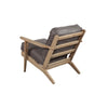 Lounge Chair with Leatherette Seat and Wooden Frame, Gray