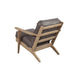 Lounge Chair with Leatherette Seat and Wooden Frame, Gray
