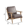 Lounge Chair with Leatherette Seat and Wooden Frame, Gray