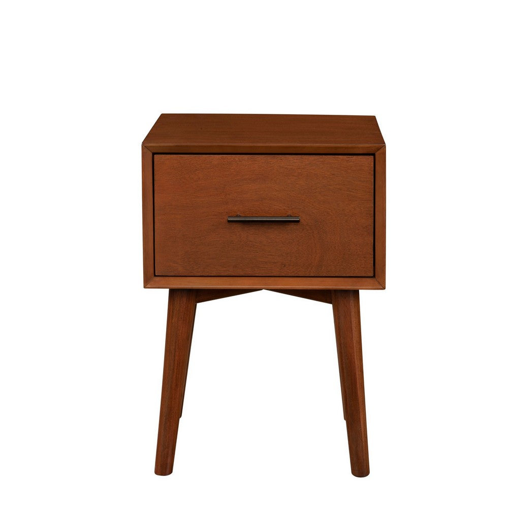 End Table with 1 Drawer and Angled Legs, Brown