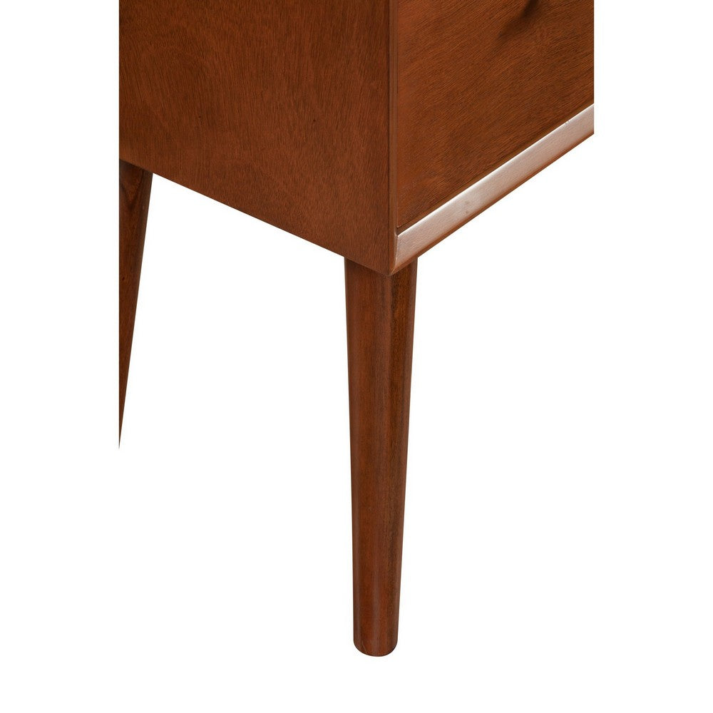 End Table with 1 Drawer and Angled Legs, Brown