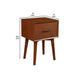 End Table with 1 Drawer and Angled Legs, Brown
