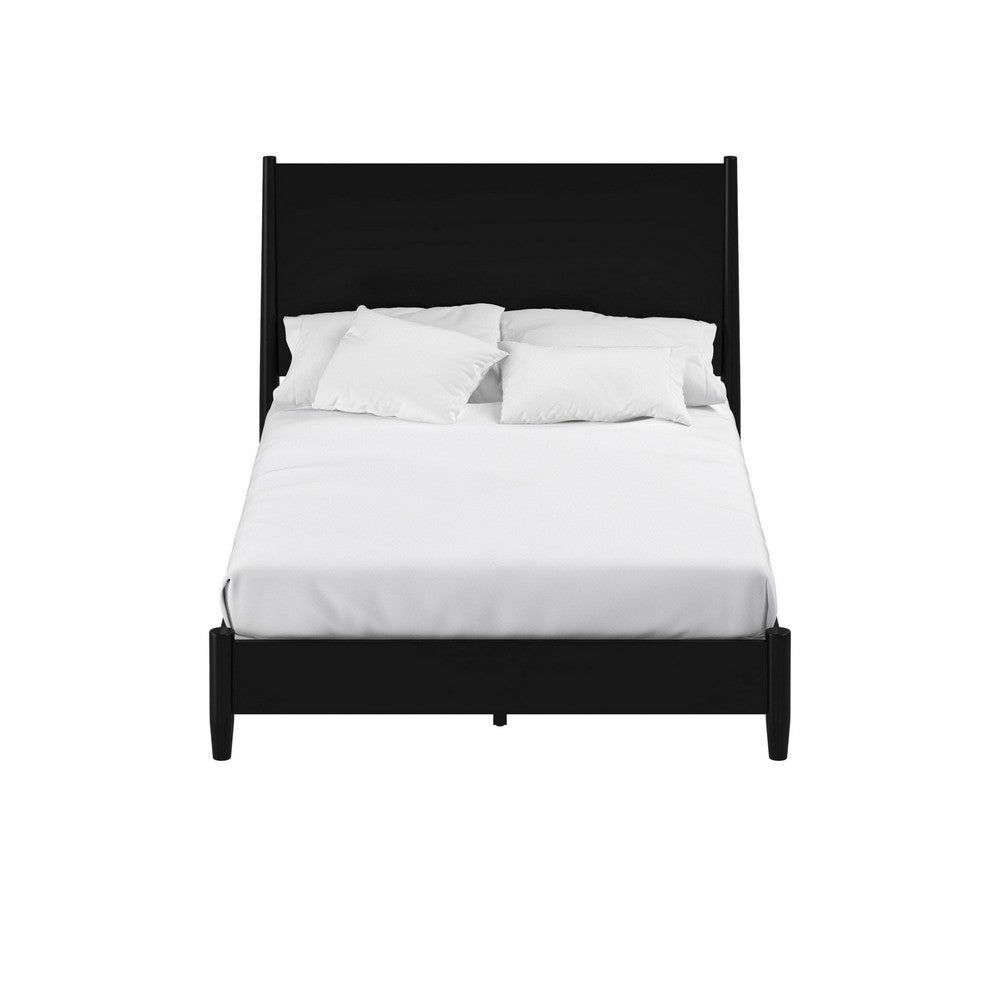 Queen Panel Bed with Rectangular Headboard, Black
