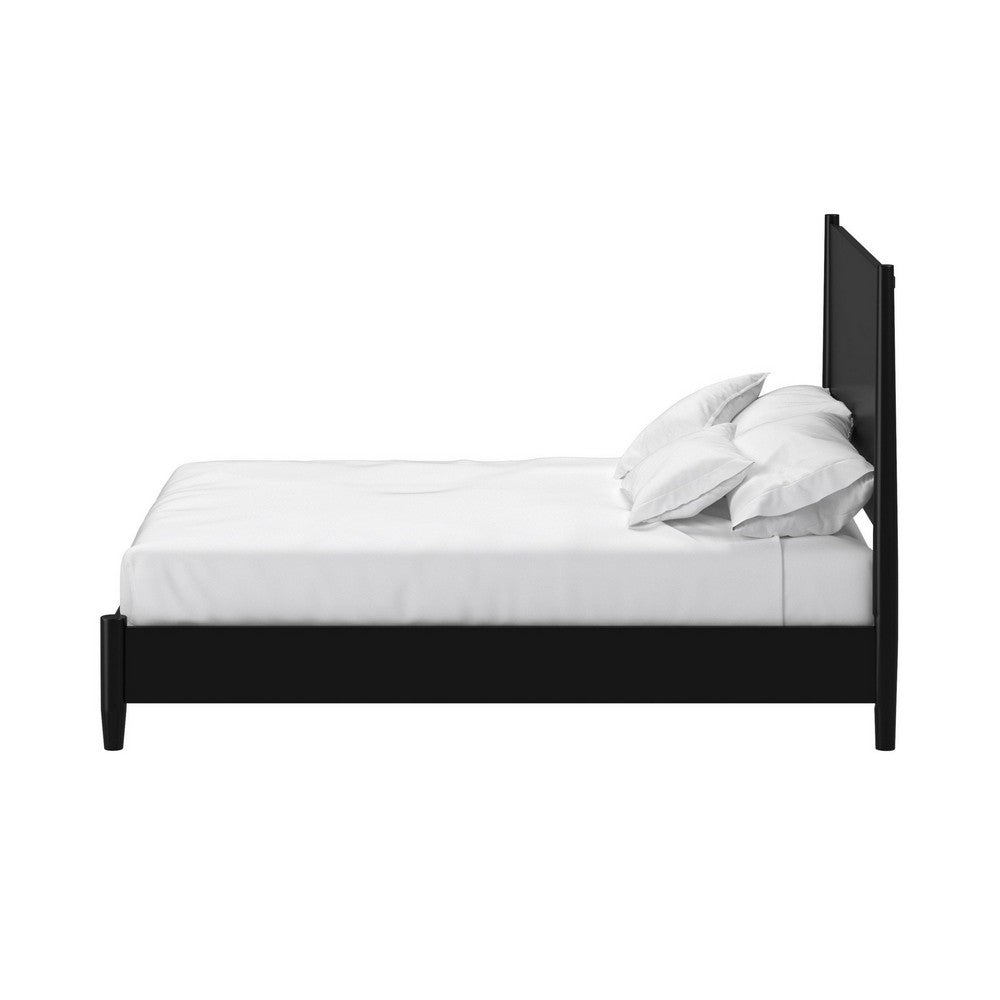 Queen Panel Bed with Rectangular Headboard, Black