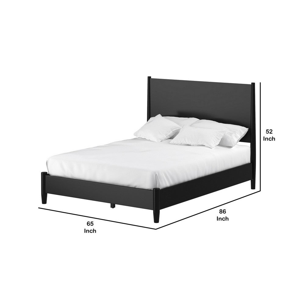 Queen Panel Bed with Rectangular Headboard, Black