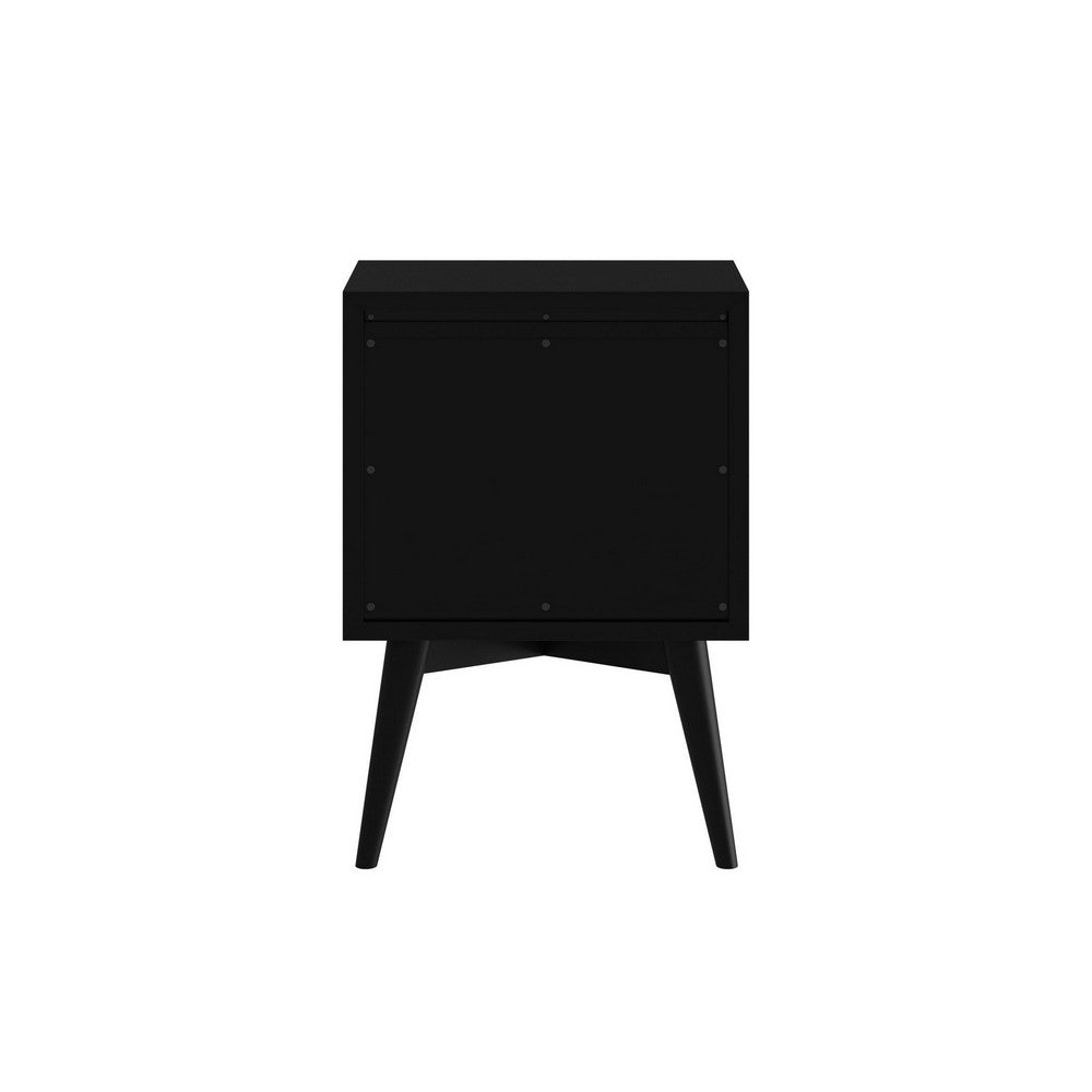 Nightstand with 2 Drawers and Angled Legs, Black
