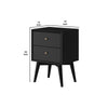 Nightstand with 2 Drawers and Angled Legs, Black