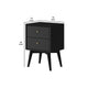 Nightstand with 2 Drawers and Angled Legs, Black
