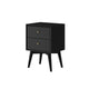 Nightstand with 2 Drawers and Angled Legs, Black