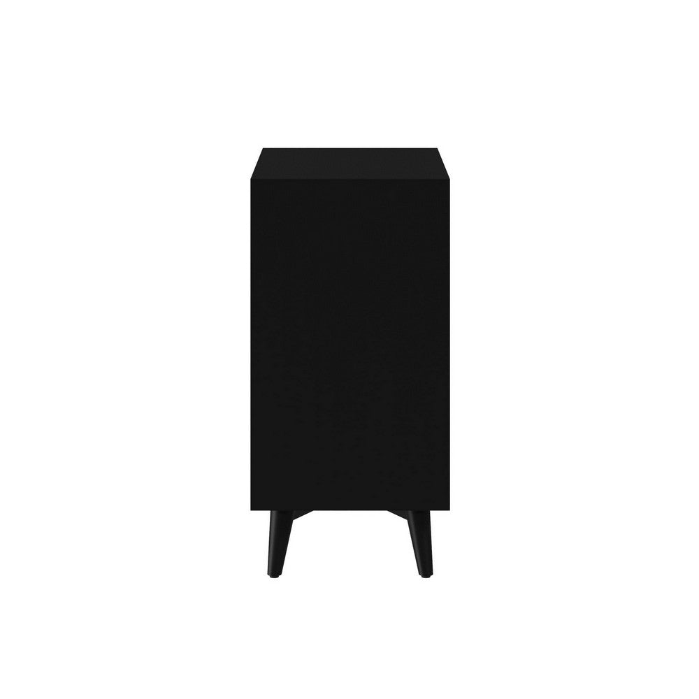 Chest with 3 Drawers and Angled Legs, Black