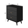 Chest with 3 Drawers and Angled Legs, Black