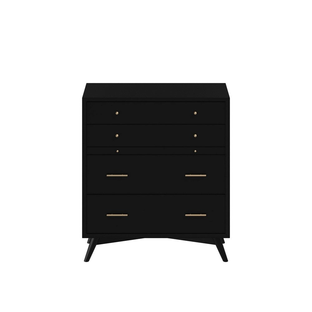Chest with 4 Drawers and Pull Out Tray, Black