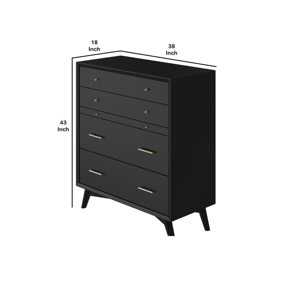 Chest with 4 Drawers and Pull Out Tray, Black