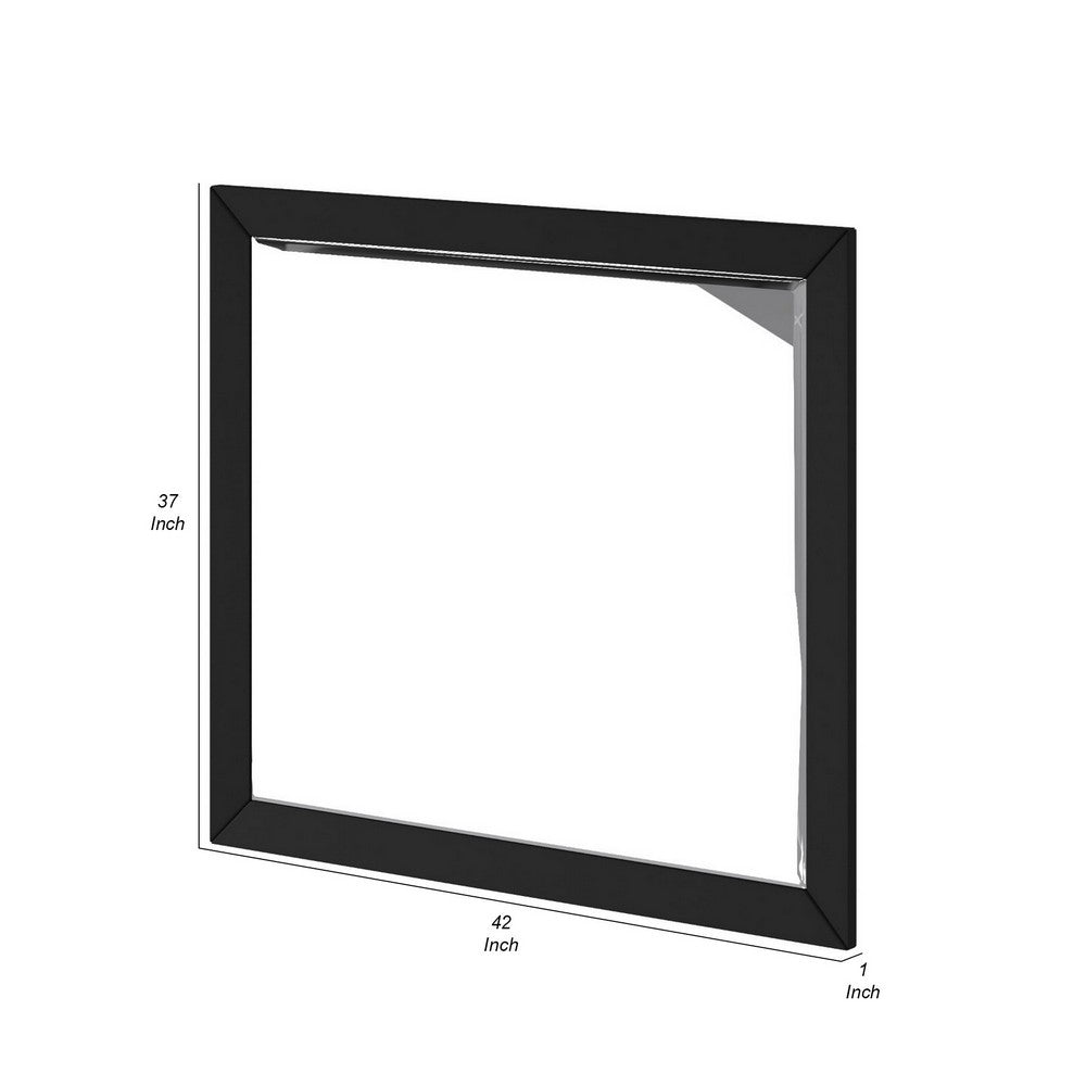 Mirror with Rectangular Wooden Encasing, Black