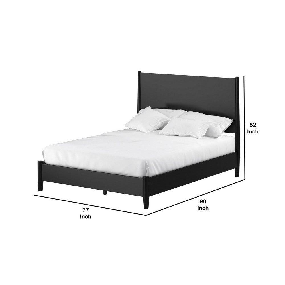 California King Panel Bed with Rectangular Headboard, Black
