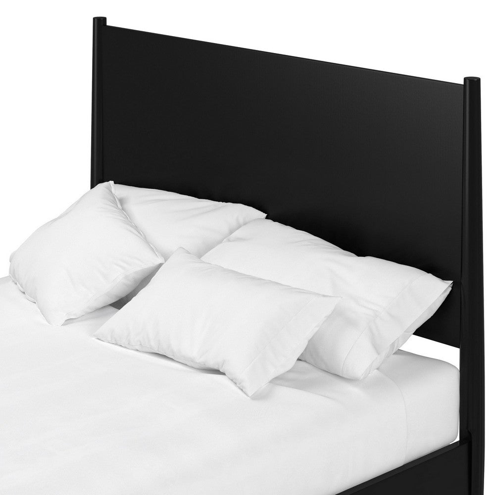 Full Panel Bed with Rectangular Headboard, Black