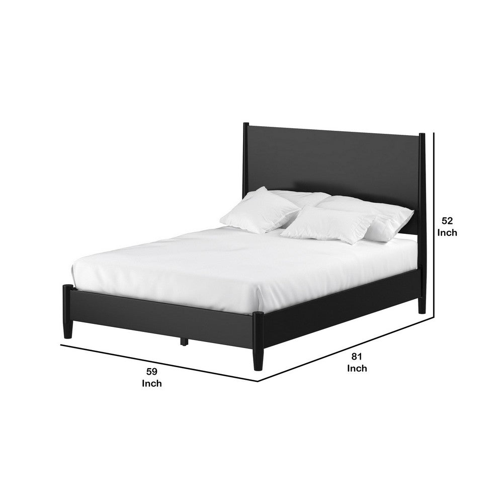 Full Panel Bed with Rectangular Headboard, Black