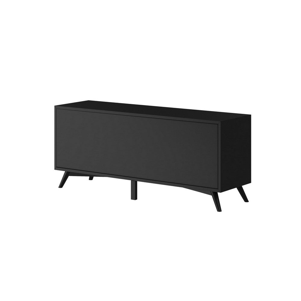TV Console with 1 Door Cabinet and 3 Drawers, Black