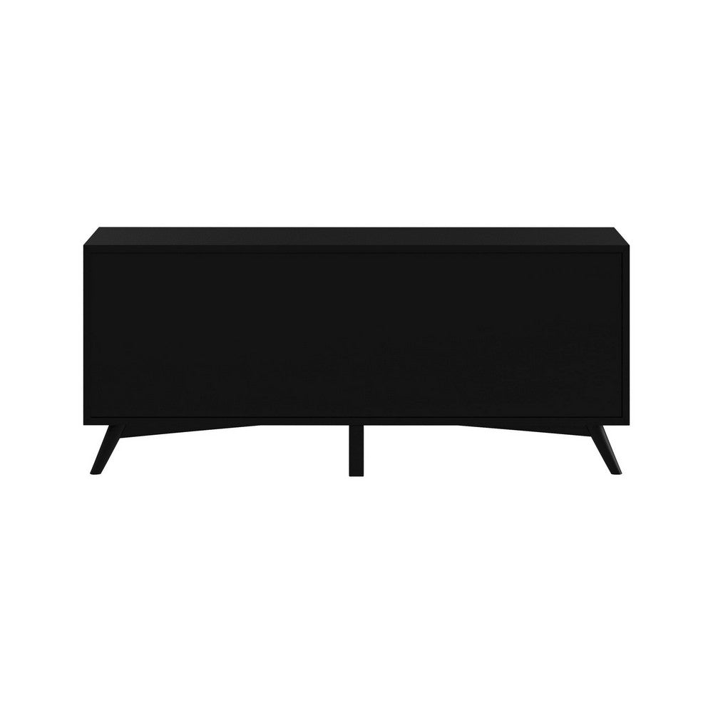 TV Console with 1 Door Cabinet and 3 Drawers, Black