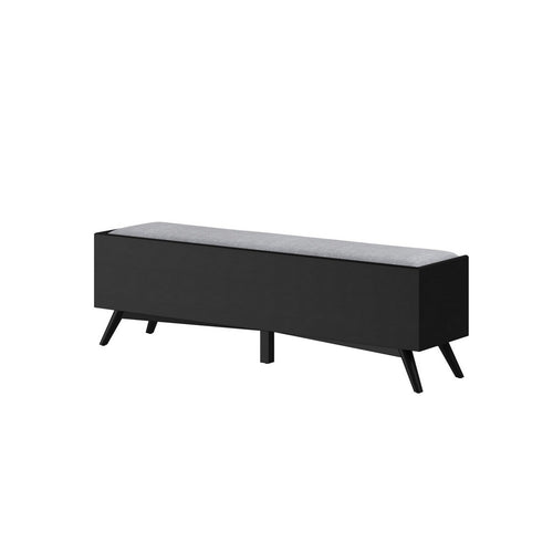 Bench with Fabric Padded Seat and 2 Drawers, Black