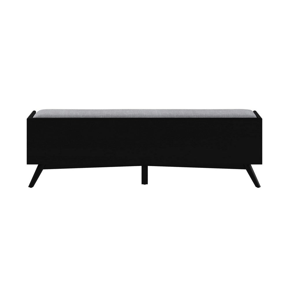 Bench with Fabric Padded Seat and 2 Drawers, Black