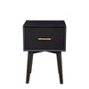 End Table with 1 Drawer and Angled Legs, Black