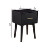 End Table with 1 Drawer and Angled Legs, Black