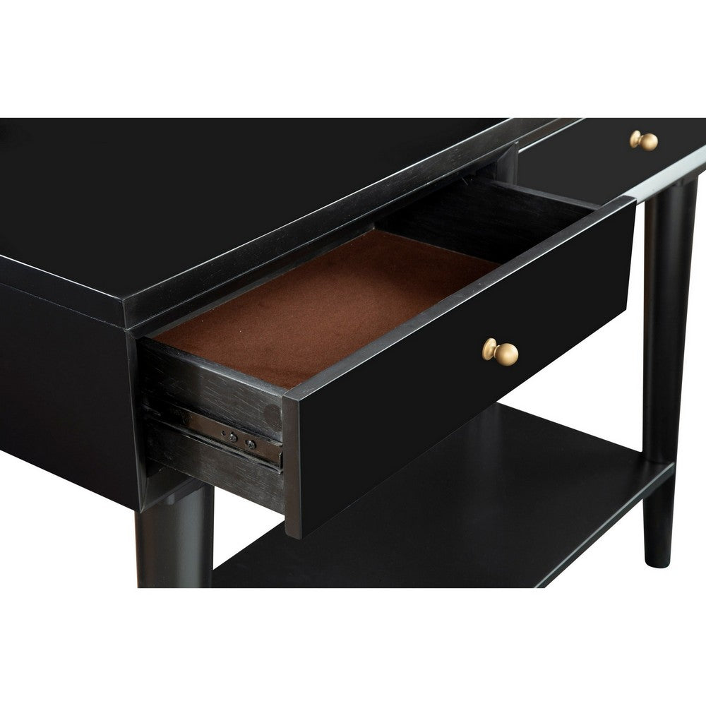 Console Table with 2 Drawers and Angled Legs, Black