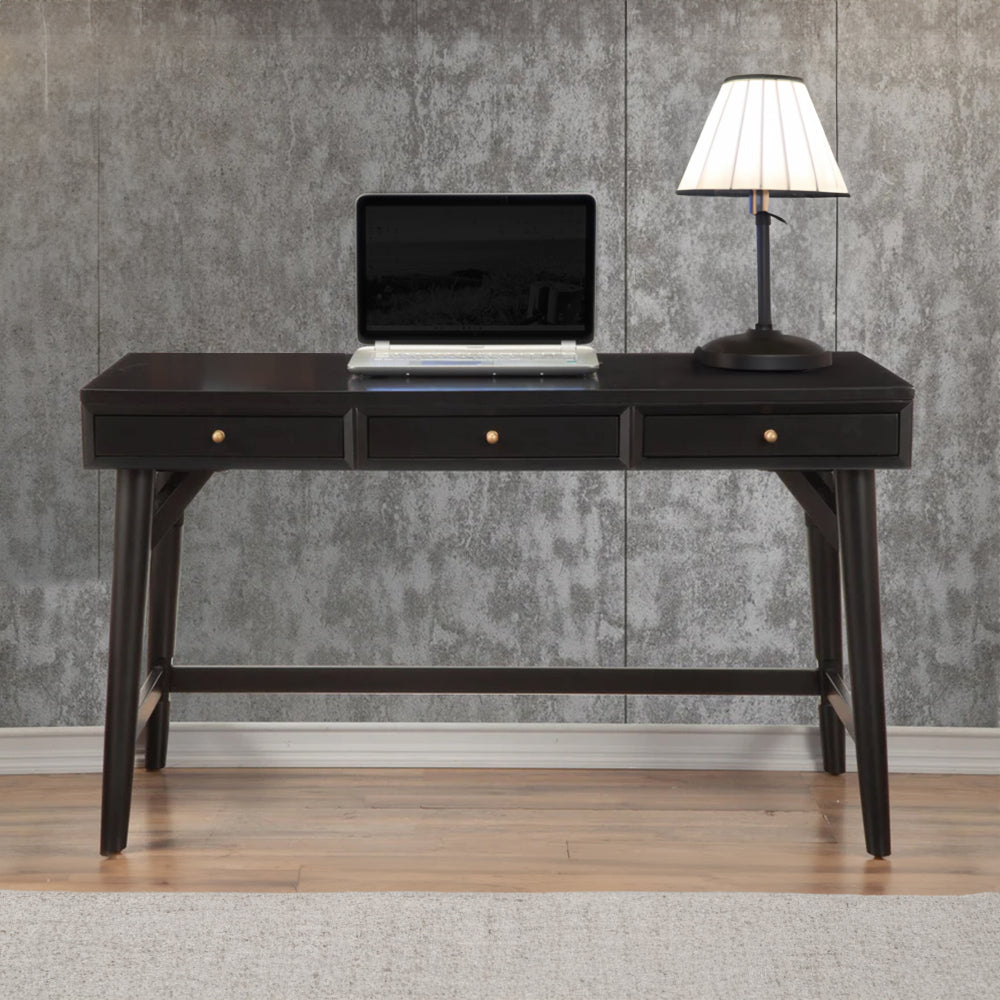 Nova Writing Desk | 3 Drawers | Angled Legs | Black