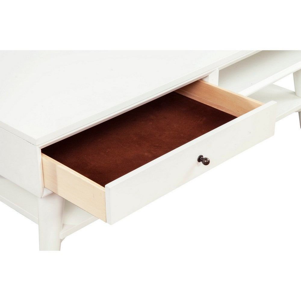 Coffee Table with 1 Drawer and Open Shelf, White