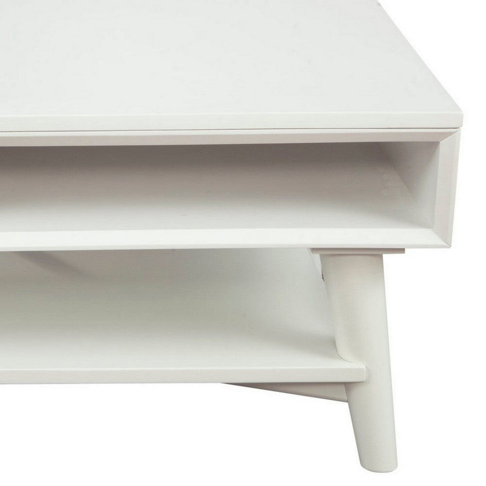 Coffee Table with 1 Drawer and Open Shelf, White