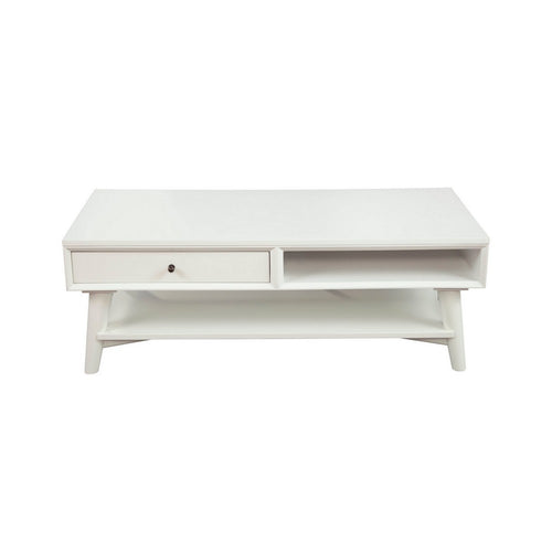 Coffee Table with 1 Drawer and Open Shelf, White