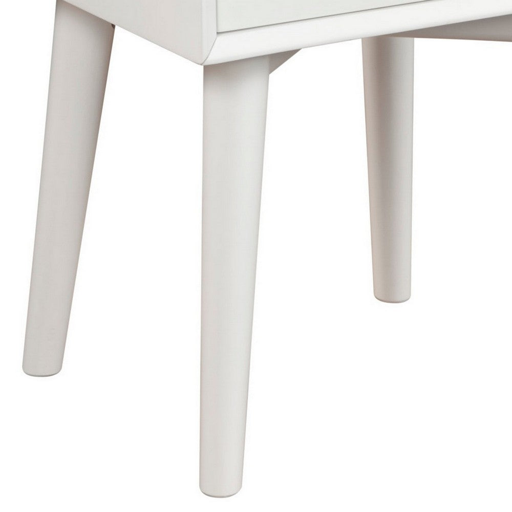 End Table with 1 Drawer and Angled Legs, White