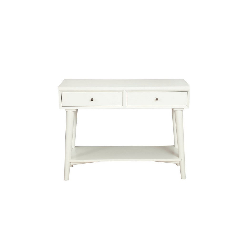Console Table with 2 Drawers and Angled Legs, White