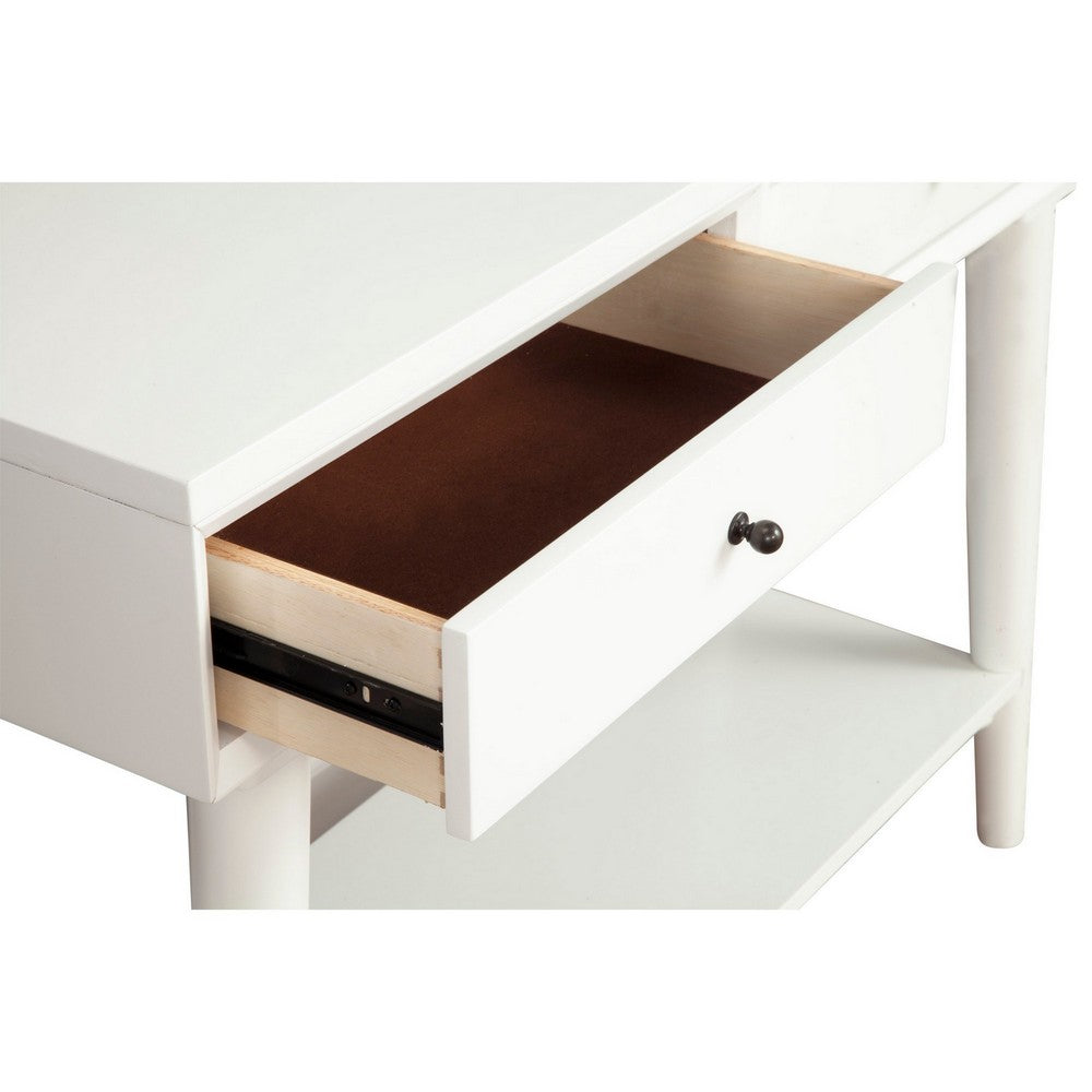 Console Table with 2 Drawers and Angled Legs, White