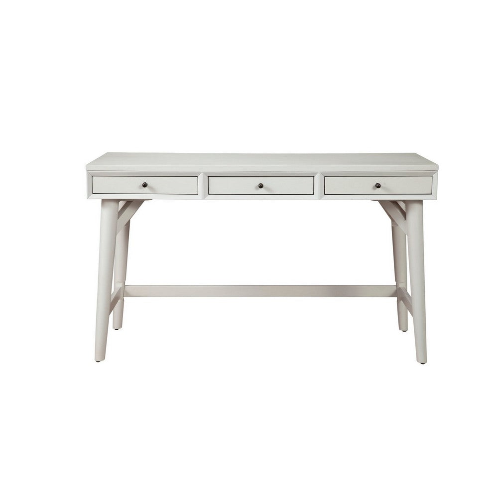 Writing Desk with 3 Drawers and Angled Legs, White