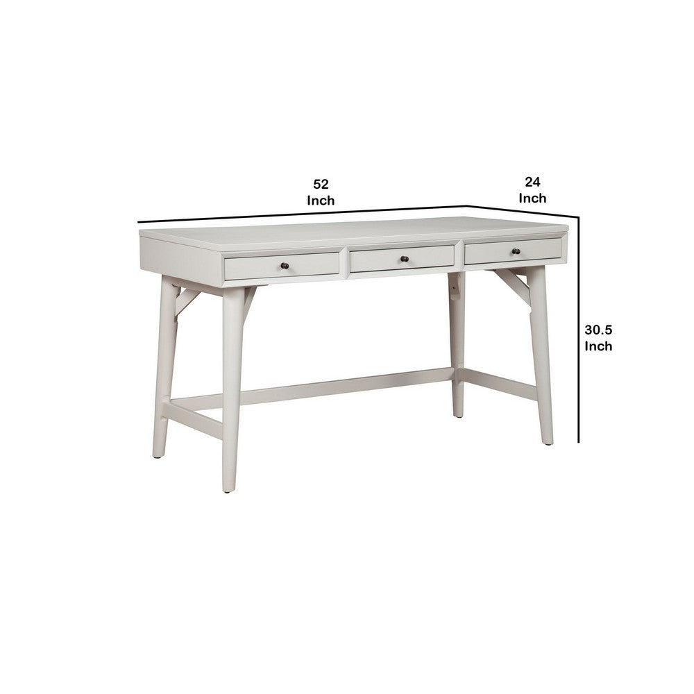 Writing Desk with 3 Drawers and Angled Legs, White