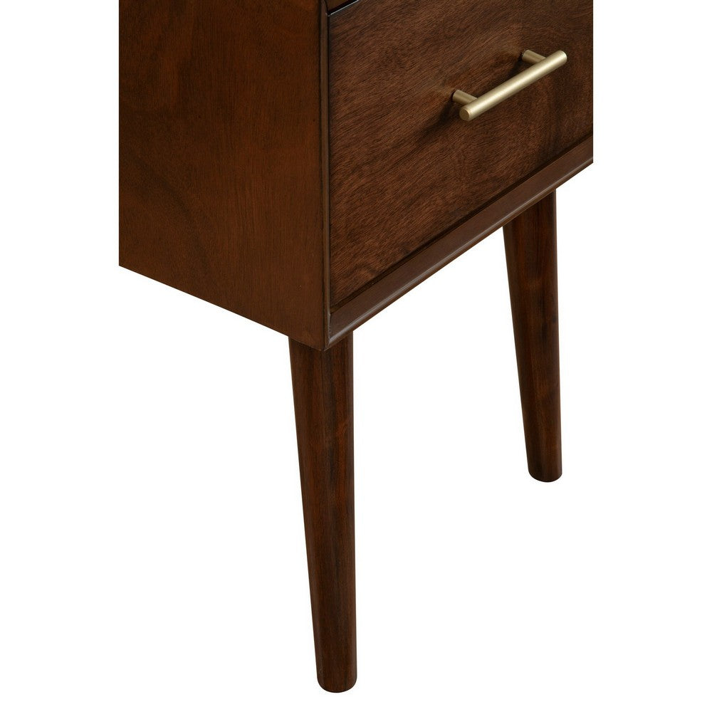 End Table with 1 Drawer and Angled Legs, Walnut Brown