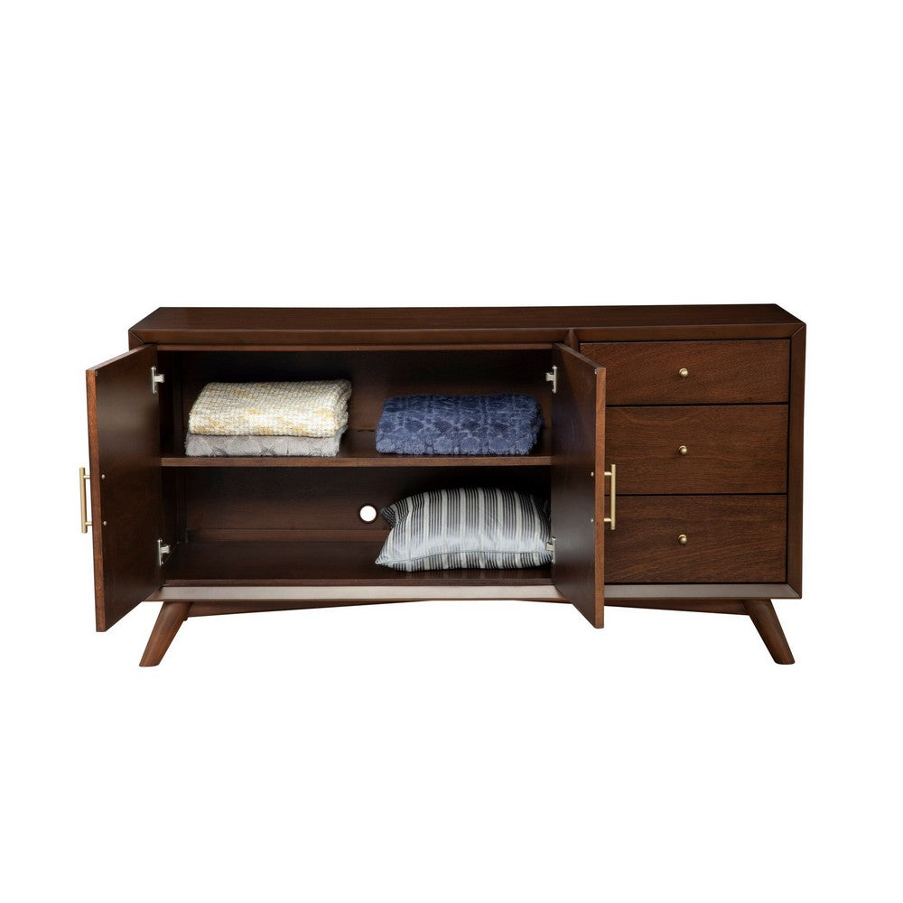 Sideboard with 3 Drawers and 2 Doors, Walnut Brown