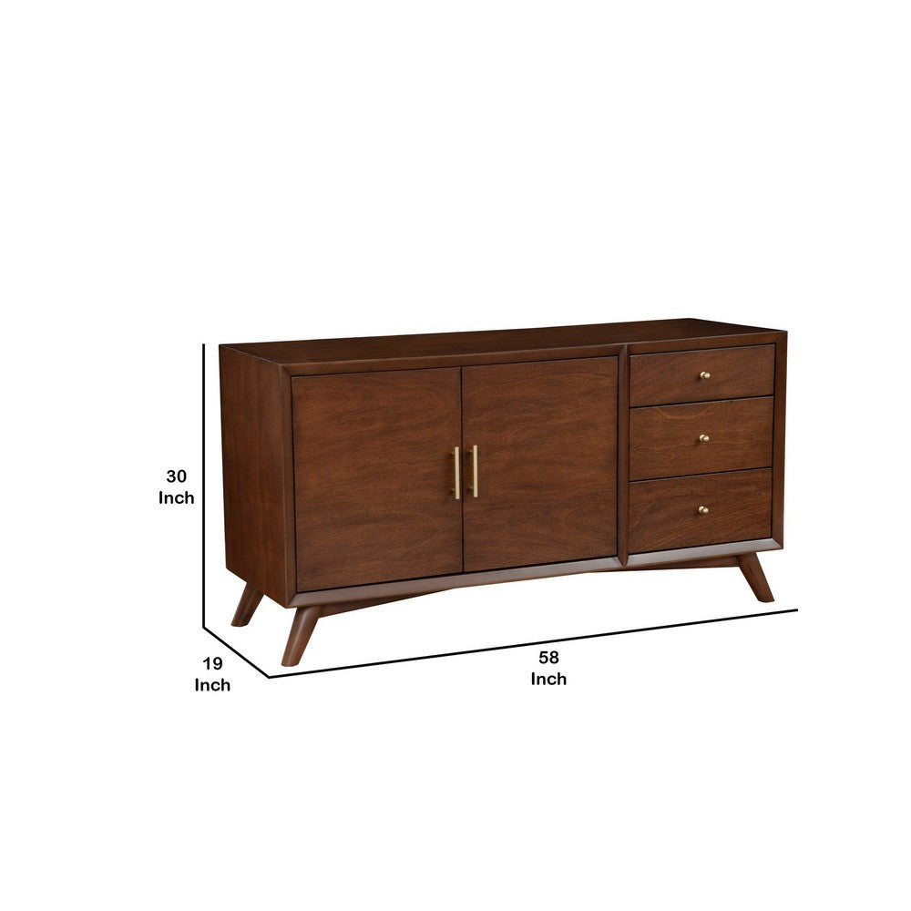 Sideboard with 3 Drawers and 2 Doors, Walnut Brown