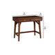 Writing Desk with 2 Drawers and Angled Legs, Walnut Brown