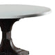 Dining Table with Marble Top and Pedestal Base, White and Brown